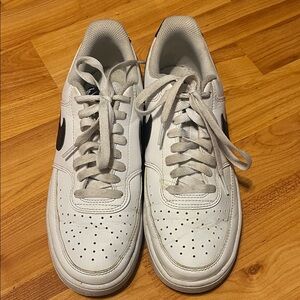 White with Black Men's Nike Court Vision Sneakers, size 7.5.